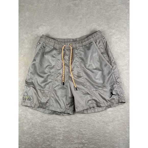 Nike Air Jordan Shorts Men's Sz L Grey Ripstop Draw Strings Basketball Running - Picture 1 of 9